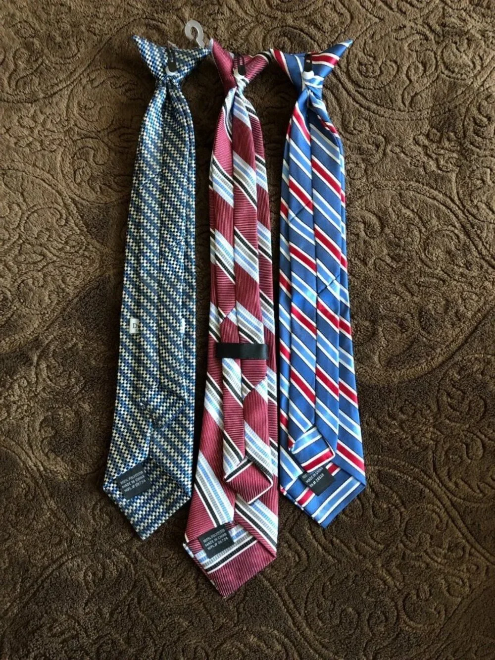 Three Polyester Multi Color Clip On Ties For Boys